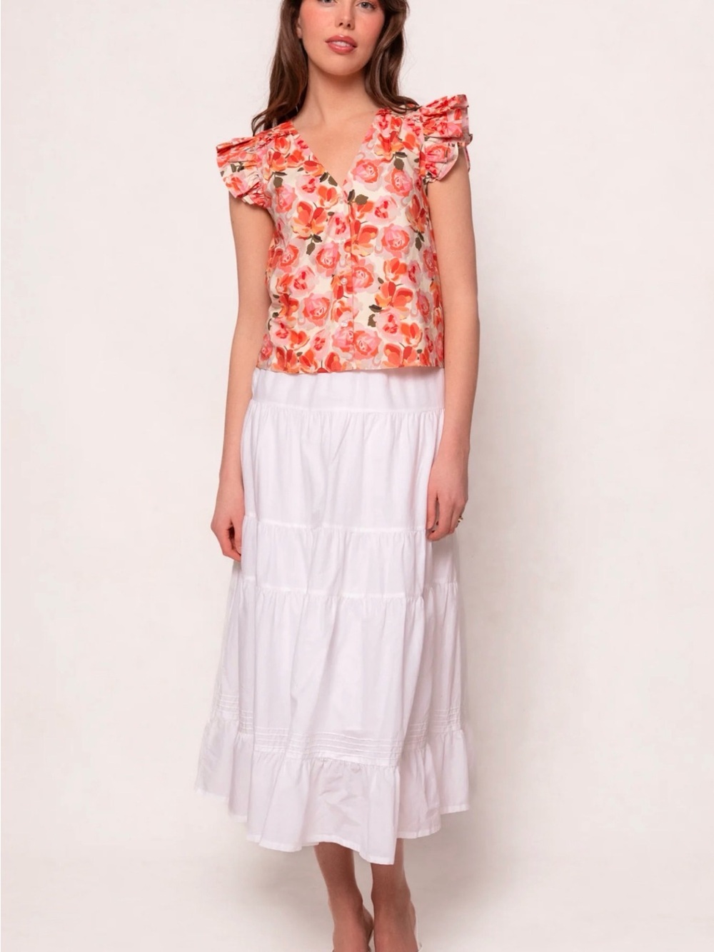 Ivy City Co Sansa White Tiered Maxi Skirt
